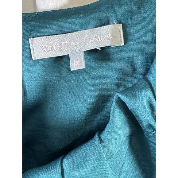 Violet & Claire Sleeveless Scrunched Front Blouse Teal M career preppy 73-46 - Picture 9 of 13